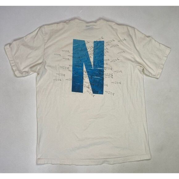 VINTAGE Nautica Fish Graphic T-shirt Men Large Short Sleeve 90s - Picture 1 of 7